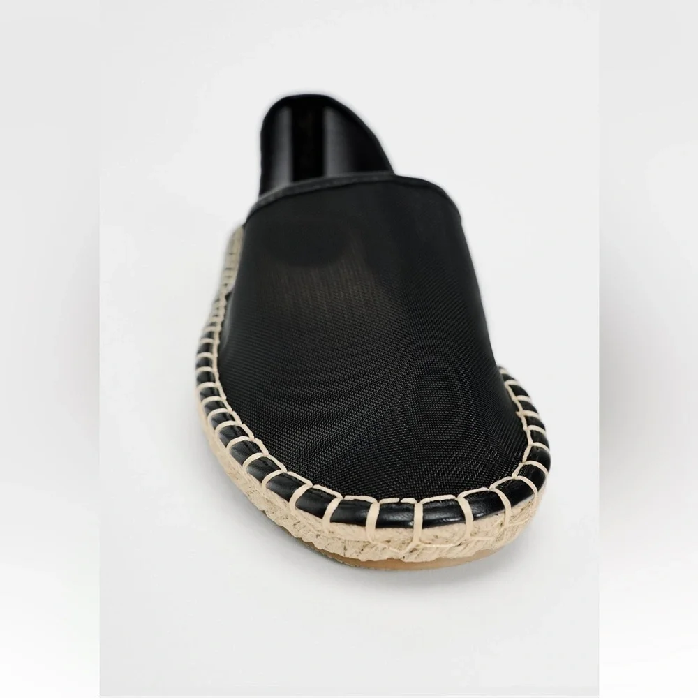 New ZARA Mesh Espadrilles With Jute Soles